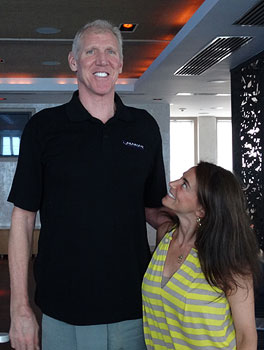 Susan measures up to 6’11” NBA Hall-of-Famer Bill Walton during an event in Long Branch, NJ on July 10th